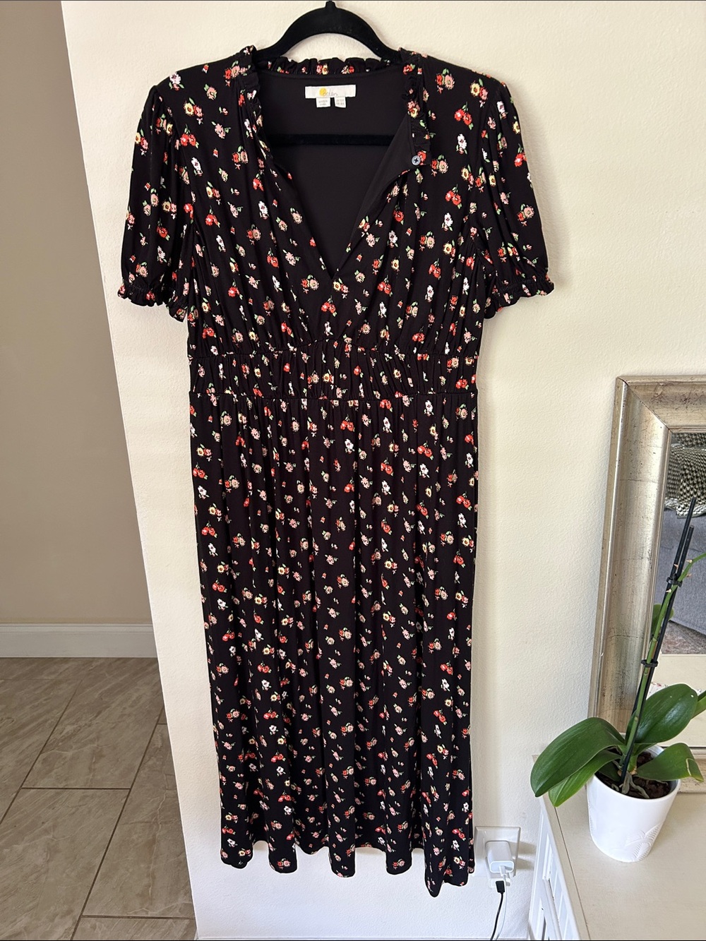 Boden Rosanna Jersey Midi maxi Tea black dainty spring floral Dress 8 - Picture 2 of 14